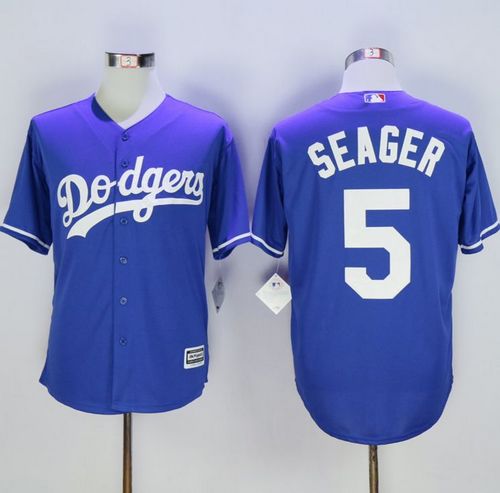 Dodgers #5 Corey Seager Blue New Cool Base Stitched MLB Jersey - Click Image to Close